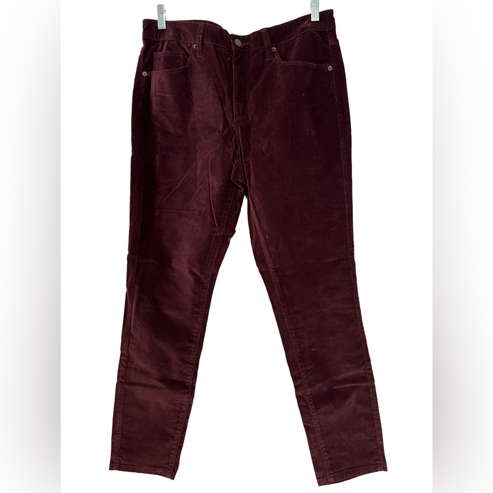 High Rise Cotton Velour Jean Style Pants Size 14 Burgundy ~ Universal Threa… - Picture 1 of 5